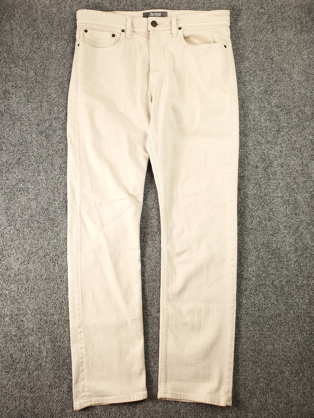 Revtown Sharp Fit Jeans Mens 36x32 Cream Beige Performance Stretch Slim Straight